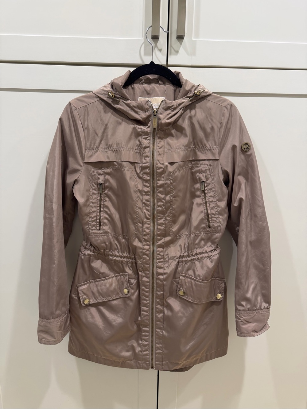 Michael Kors Tan Utility Rain Jacket with Hood